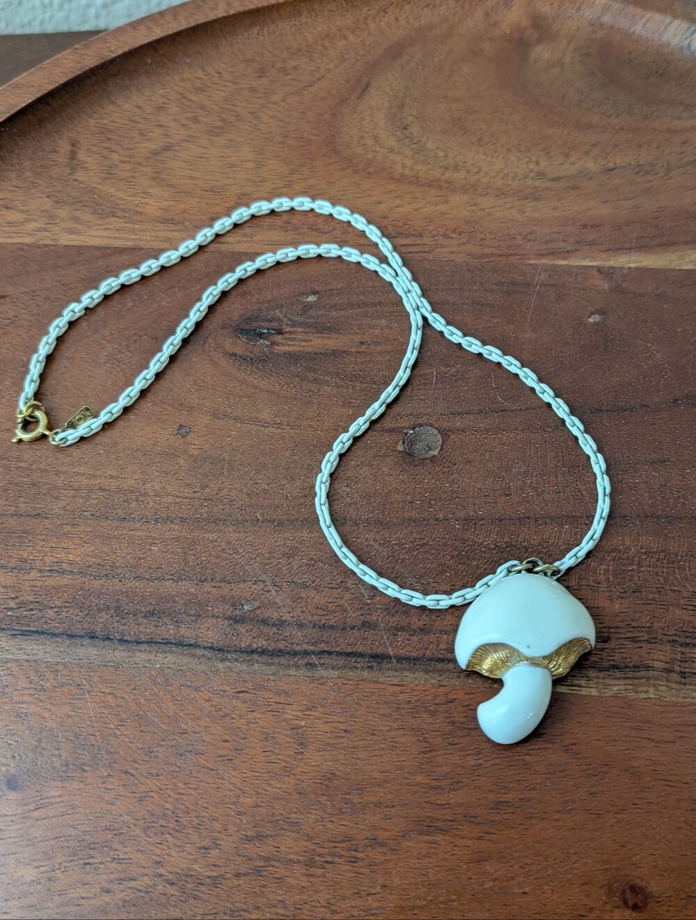 Vintage Monet Enamel White Gold Mushroom